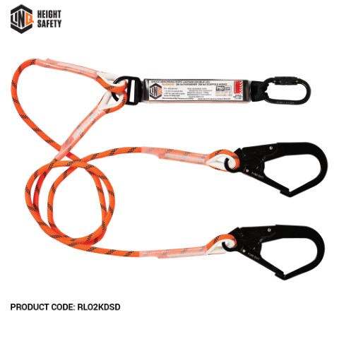 LINQ ROPE LANYARD DBL LEG 1 X D.A KARABINER 1 X D.A SCAFF HOOK 2M